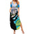 Personalised Honolulu Aloha Hawaii Summer Maxi Dress Tropical Leaves With Hula Girl LT14 Women Blue - Polynesian Pride