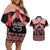 Toitu Te Tiriti O Waitangi Couples Matching Off Shoulder Short Dress and Hawaiian Shirt Maori Wharenui With Taniko Motifs