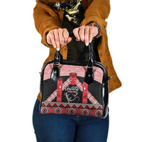 Toitu Te Tiriti O Waitangi Shoulder Handbag Maori Wharenui With Taniko Motifs LT14 One Size Red - Polynesian Pride