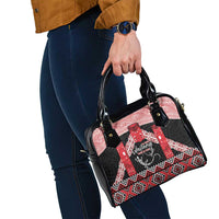 Toitu Te Tiriti O Waitangi Shoulder Handbag Maori Wharenui With Taniko Motifs LT14 - Polynesian Pride