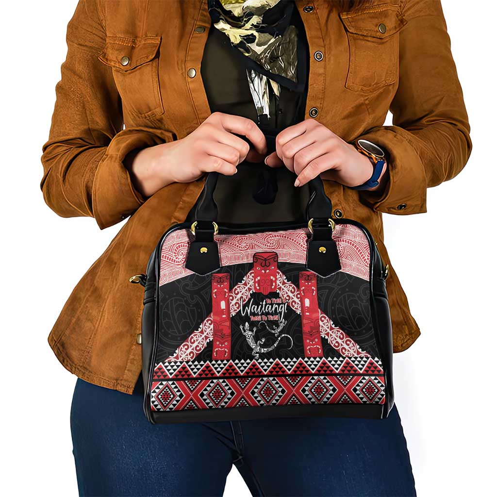 Toitu Te Tiriti O Waitangi Shoulder Handbag Maori Wharenui With Taniko Motifs LT14 - Polynesian Pride