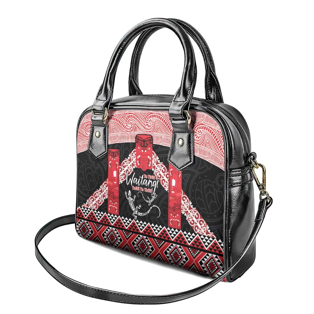 Toitu Te Tiriti O Waitangi Shoulder Handbag Maori Wharenui With Taniko Motifs LT14 - Polynesian Pride