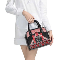 Toitu Te Tiriti O Waitangi Shoulder Handbag Maori Wharenui With Taniko Motifs LT14 - Polynesian Pride