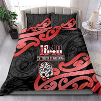 New Zealand 1840 Waitangi Day Bedding Set Aotearoa Haka Mask - Red Version LT14 - Polynesian Pride