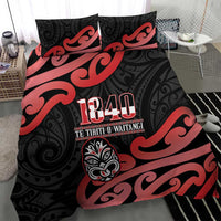New Zealand 1840 Waitangi Day Bedding Set Aotearoa Haka Mask - Red Version LT14 - Polynesian Pride