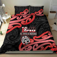 New Zealand 1840 Waitangi Day Bedding Set Aotearoa Haka Mask - Red Version LT14 - Polynesian Pride