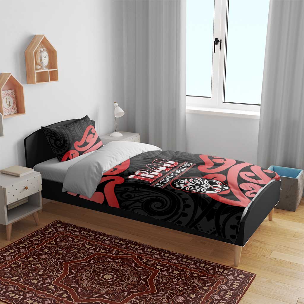 New Zealand 1840 Waitangi Day Bedding Set Aotearoa Haka Mask - Red Version LT14 - Polynesian Pride