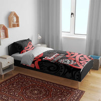 New Zealand 1840 Waitangi Day Bedding Set Aotearoa Haka Mask - Red Version LT14 - Polynesian Pride