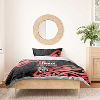 New Zealand 1840 Waitangi Day Bedding Set Aotearoa Haka Mask - Red Version LT14 - Polynesian Pride