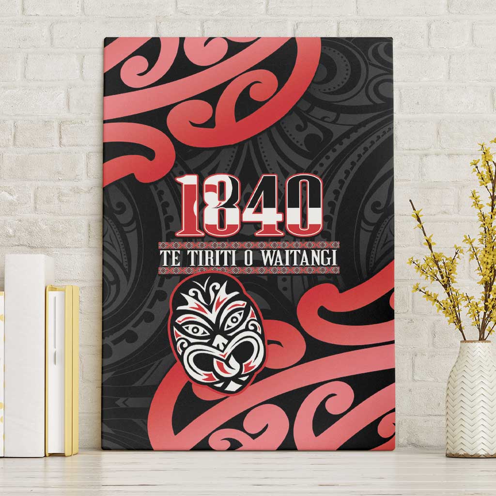 New Zealand 1840 Waitangi Day Canvas Wall Art Aotearoa Haka Mask - Red Version