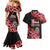 New Zealand 1840 Waitangi Day Couples Matching Mermaid Dress and Hawaiian Shirt Aotearoa Haka Mask - Red Version