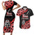 New Zealand 1840 Waitangi Day Couples Matching Short Sleeve Bodycon Dress and Hawaiian Shirt Aotearoa Haka Mask - Red Version