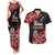 New Zealand 1840 Waitangi Day Couples Matching Tank Maxi Dress and Hawaiian Shirt Aotearoa Haka Mask - Red Version