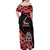 New Zealand 1840 Waitangi Day Family Matching Off Shoulder Maxi Dress and Hawaiian Shirt Aotearoa Haka Mask - Red Version