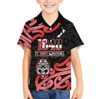 New Zealand 1840 Waitangi Day Kid Hawaiian Shirt Aotearoa Haka Mask - Red Version LT14 Kid Red - Polynesian Pride