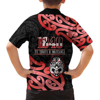 New Zealand 1840 Waitangi Day Kid Hawaiian Shirt Aotearoa Haka Mask - Red Version LT14 - Polynesian Pride