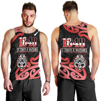 New Zealand 1840 Waitangi Day Men Tank Top Aotearoa Haka Mask - Red Version LT14 - Polynesian Pride