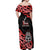 New Zealand 1840 Waitangi Day Off Shoulder Maxi Dress Aotearoa Haka Mask - Red Version