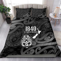 New Zealand 1840 Waitangi Day Bedding Set Aotearoa Haka Mask - Black Version LT14 - Polynesian Pride