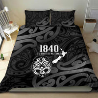 New Zealand 1840 Waitangi Day Bedding Set Aotearoa Haka Mask - Black Version LT14 - Polynesian Pride