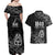 New Zealand 1840 Waitangi Day Couples Matching Off Shoulder Maxi Dress and Hawaiian Shirt Aotearoa Haka Mask - Black Version