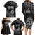 New Zealand 1840 Waitangi Day Family Matching Long Sleeve Bodycon Dress and Hawaiian Shirt Aotearoa Haka Mask - Black Version