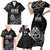 New Zealand 1840 Waitangi Day Family Matching Short Sleeve Bodycon Dress and Hawaiian Shirt Aotearoa Haka Mask - Black Version