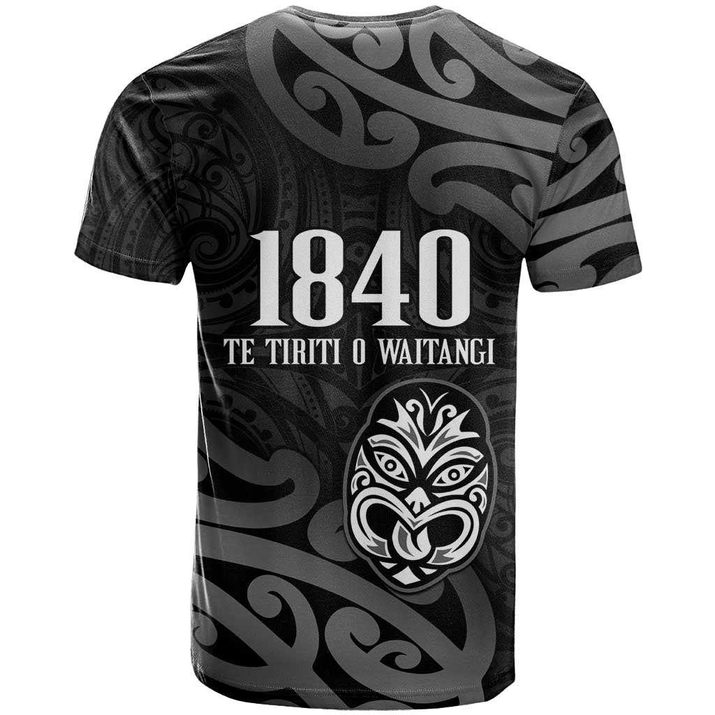 New Zealand 1840 Waitangi Day T Shirt Aotearoa Haka Mask - Black Version LT14 - Polynesian Pride