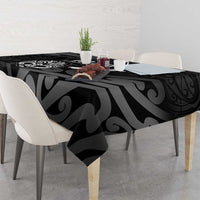 New Zealand 1840 Waitangi Day Tablecloth Aotearoa Haka Mask - Black Version LT14 - Polynesian Pride