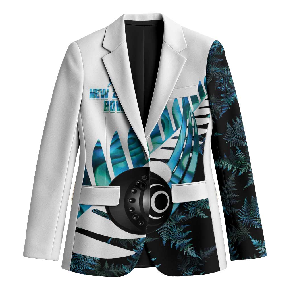 New Zealand Lawn Bowls Custom Blazer Aotearoa Silver Fern Paua Shell LT14 Unisex Black - Polynesian Pride