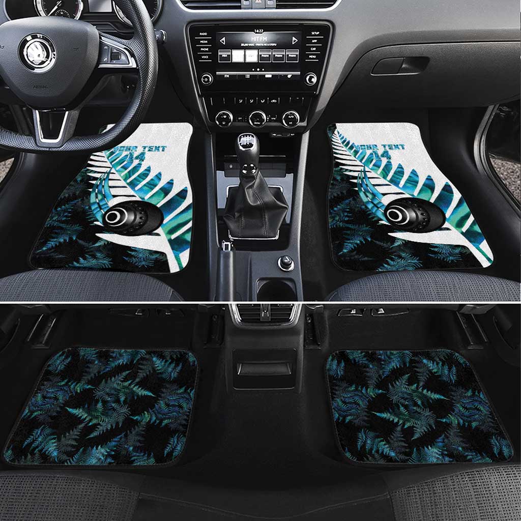New Zealand Lawn Bowls Custom Car Mats Aotearoa Silver Fern Paua Shell LT14 Set 4pcs Black - Polynesian Pride