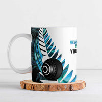New Zealand Lawn Bowls Custom Ceramic Mug Aotearoa Silver Fern Paua Shell LT14 Black - Polynesian Pride