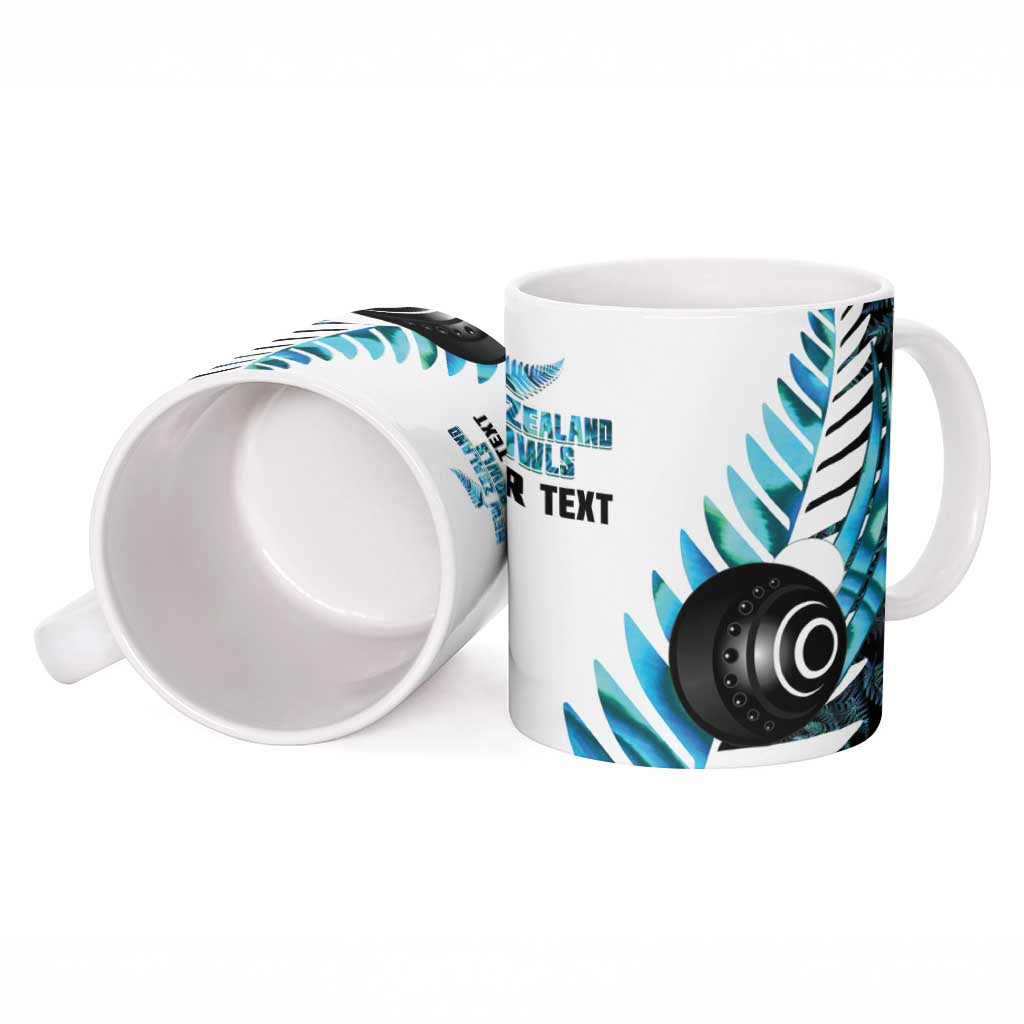 New Zealand Lawn Bowls Custom Ceramic Mug Aotearoa Silver Fern Paua Shell LT14 - Polynesian Pride