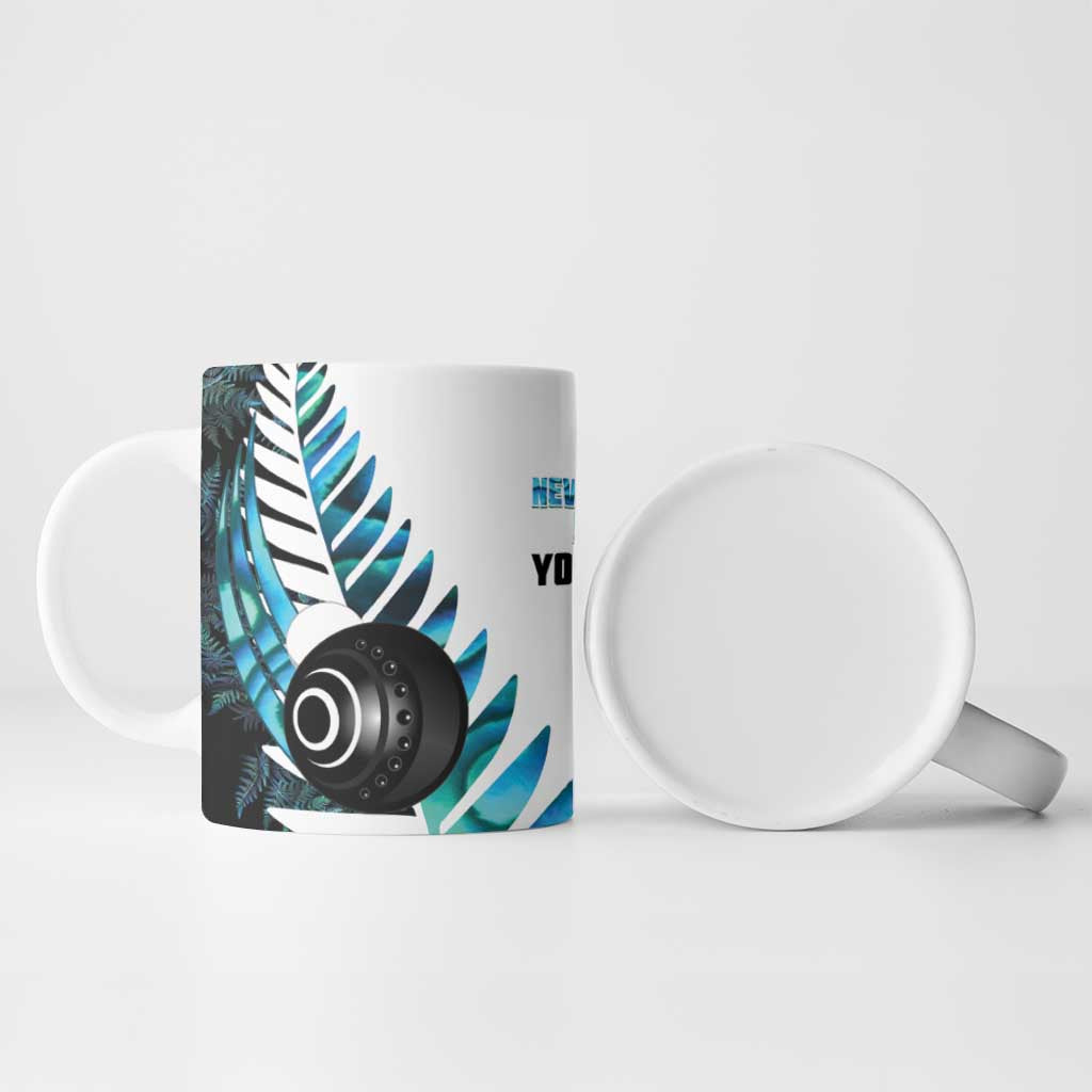 New Zealand Lawn Bowls Custom Ceramic Mug Aotearoa Silver Fern Paua Shell LT14 - Polynesian Pride
