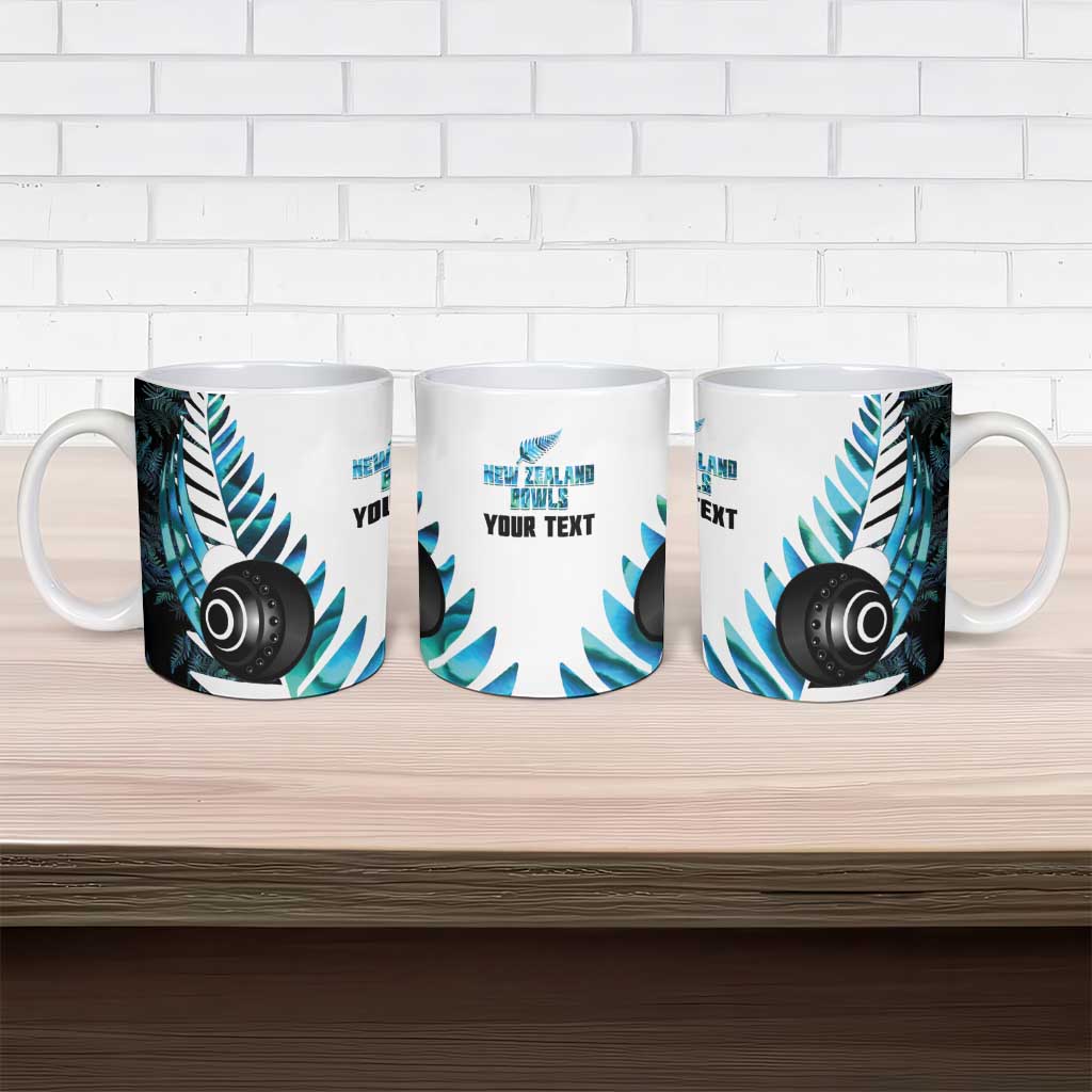 New Zealand Lawn Bowls Custom Ceramic Mug Aotearoa Silver Fern Paua Shell LT14 - Polynesian Pride