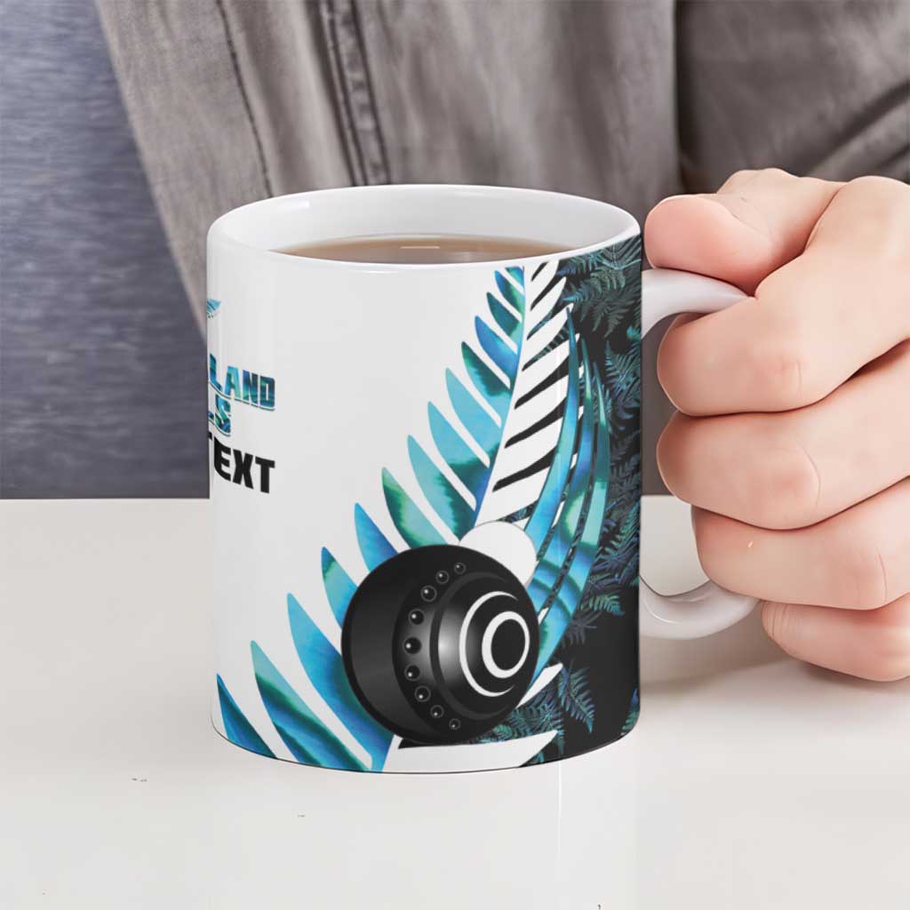 New Zealand Lawn Bowls Custom Ceramic Mug Aotearoa Silver Fern Paua Shell LT14 - Polynesian Pride