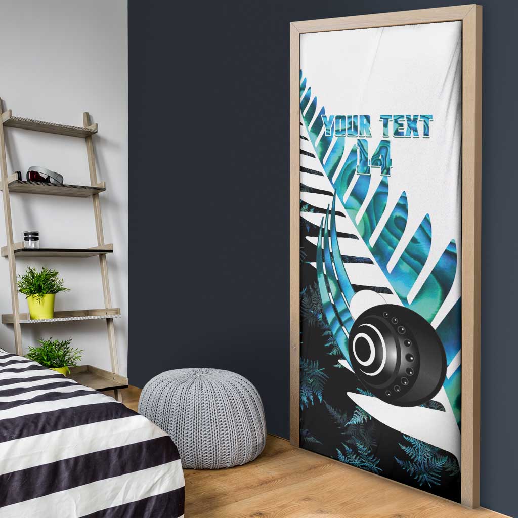 New Zealand Lawn Bowls Custom Door Cover Aotearoa Silver Fern Paua Shell LT14 - Polynesian Pride