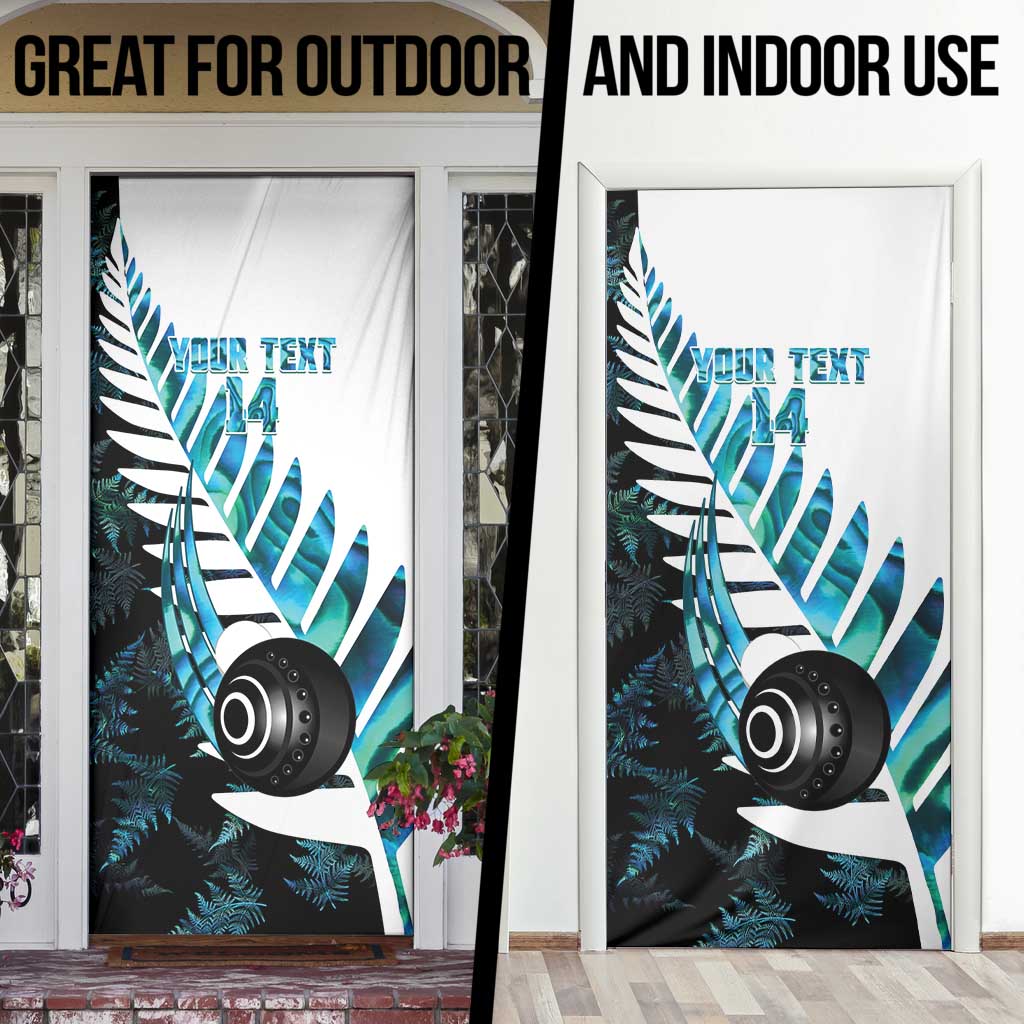 New Zealand Lawn Bowls Custom Door Cover Aotearoa Silver Fern Paua Shell LT14 - Polynesian Pride
