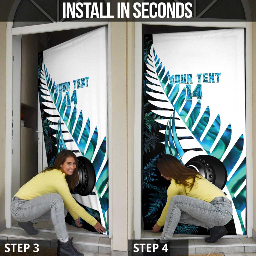 New Zealand Lawn Bowls Custom Door Cover Aotearoa Silver Fern Paua Shell LT14 - Polynesian Pride