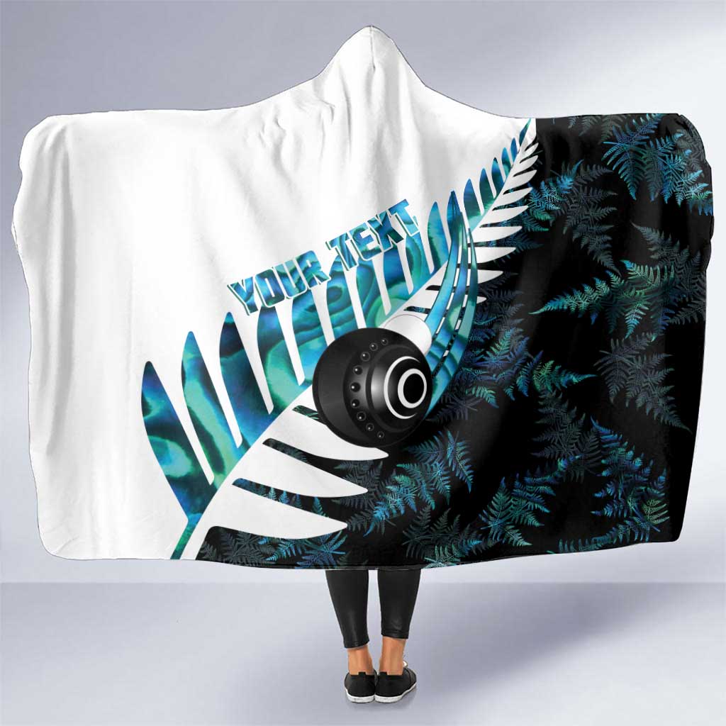 New Zealand Lawn Bowls Custom Hooded Blanket Aotearoa Silver Fern Paua Shell LT14 One Size Black - Polynesian Pride