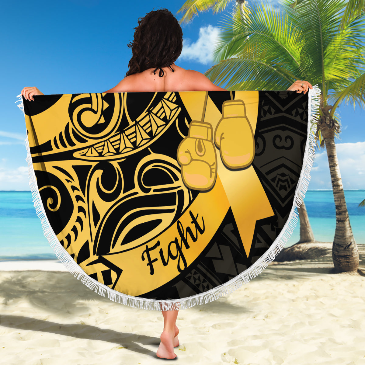 Polynesia Bone Cancer Awareness Beach Blanket Fight Warriors LT14 - Polynesian Pride