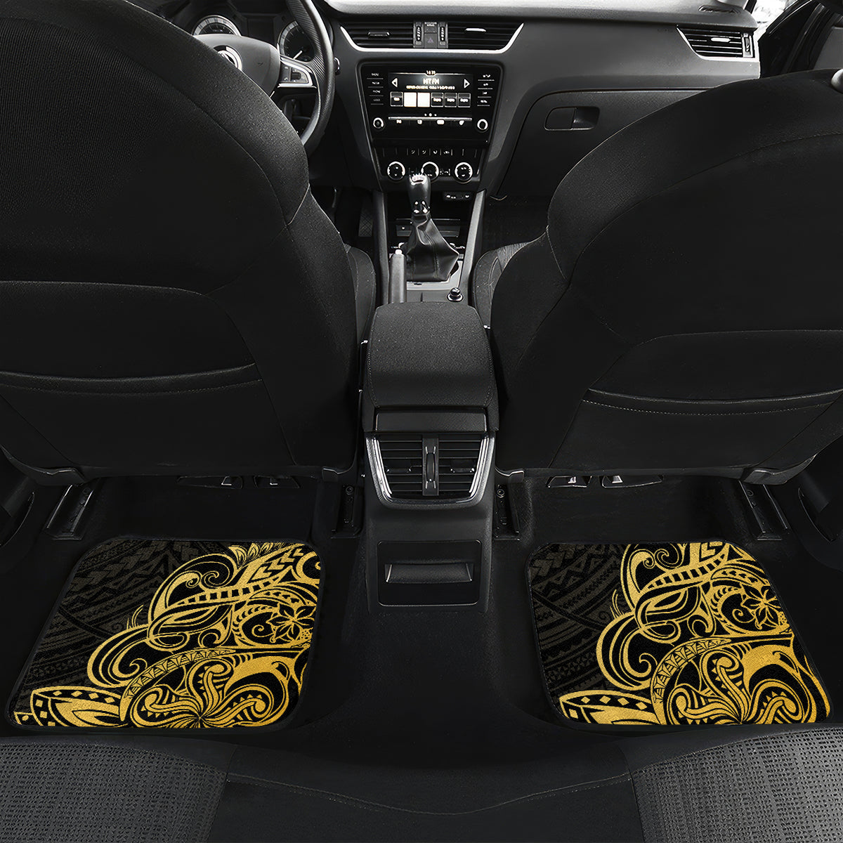 Polynesia Bone Cancer Awareness Car Mats Fight Warriors LT14 Set 2pcs - Back Black - Polynesian Pride