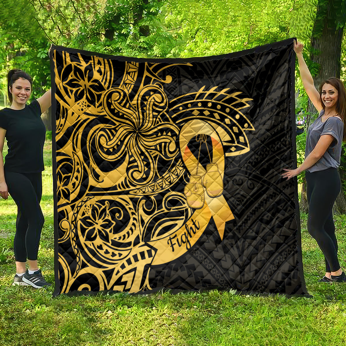 Polynesia Bone Cancer Awareness Quilt Fight Warriors LT14 - Polynesian Pride