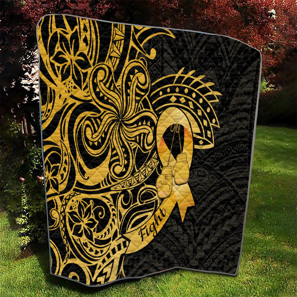 Polynesia Bone Cancer Awareness Quilt Fight Warriors LT14 - Polynesian Pride