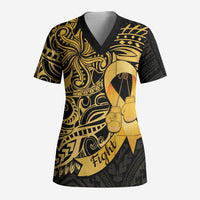 Polynesia Bone Cancer Awareness Scrub Top Fight Warriors LT14 Adult Black - Polynesian Pride