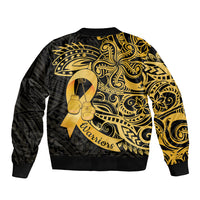 Polynesia Bone Cancer Awareness Sleeve Zip Bomber Jacket Fight Warriors LT14 - Polynesian Pride