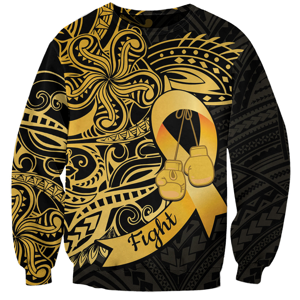 Polynesia Bone Cancer Awareness Sweatshirt Fight Warriors LT14 Unisex Black - Polynesian Pride