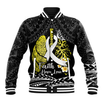 Personalised Polynesia World Lung Cancer Day Baseball Jacket Faith Hope Love LT14 Unisex Black - Polynesian Pride