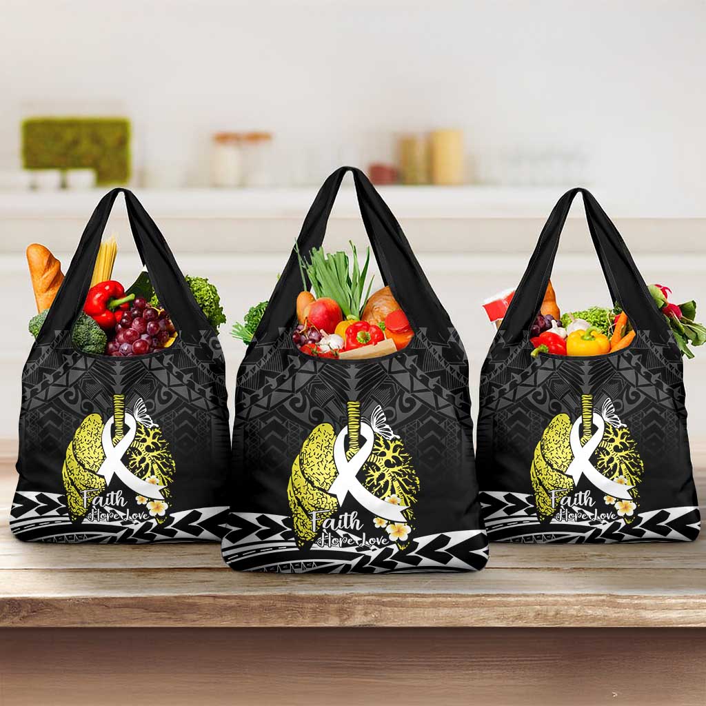 Polynesia World Lung Cancer Day Grocery Bag Faith Hope Love LT14 3-pack One Size Black - Polynesian Pride