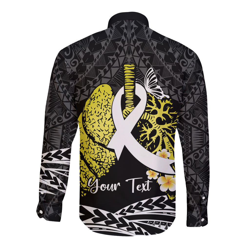 Personalised Polynesia World Lung Cancer Day Long Sleeve Button Shirt Faith Hope Love LT14 - Polynesian Pride